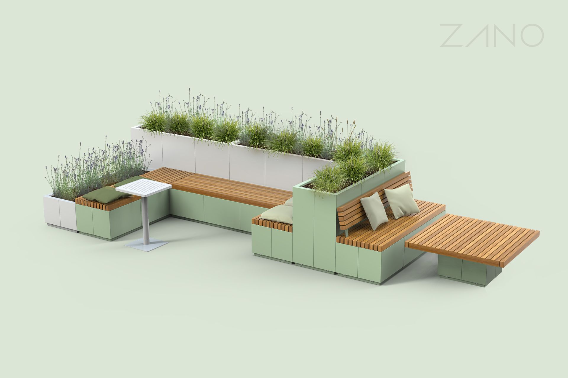 Arredo urbano in una composizione con tavolo