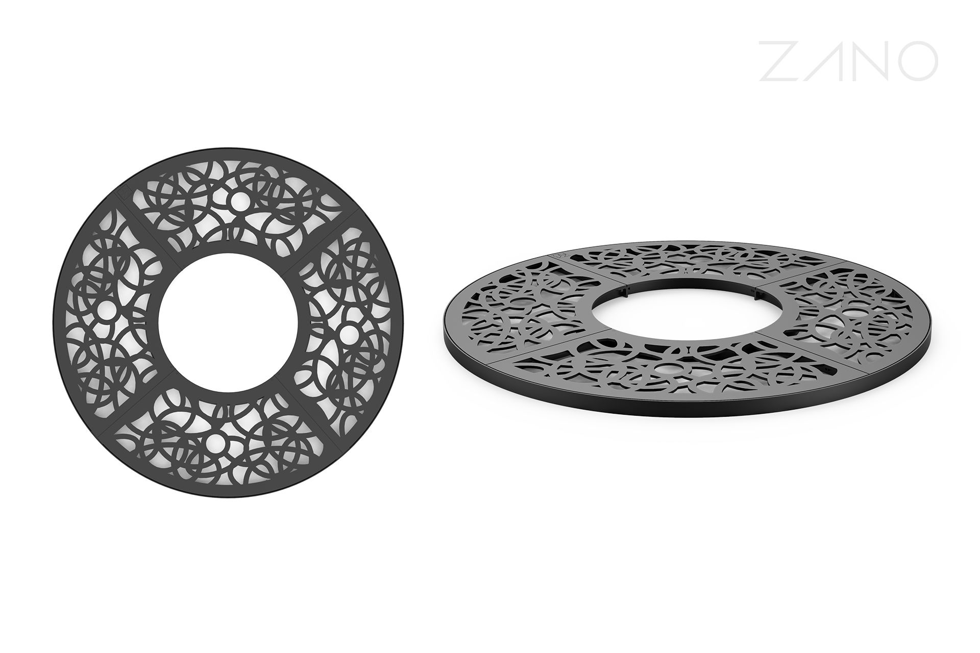 Griglia sotto l'albero con possibilità di installare luci nella griglia Griglia sotto l'albero con possibilità di installare luci nella griglia