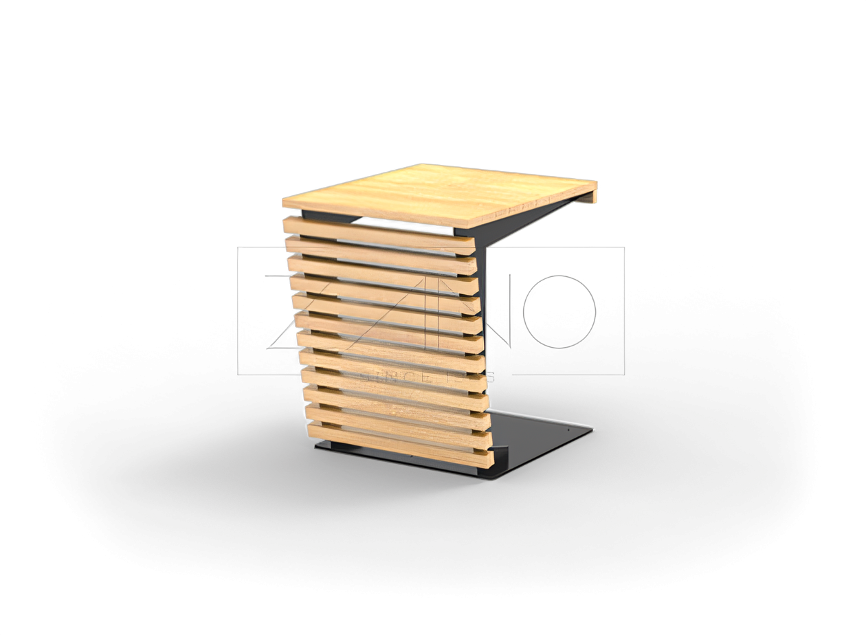 Tavolo in acciaio nero Tavolo con piano in legno