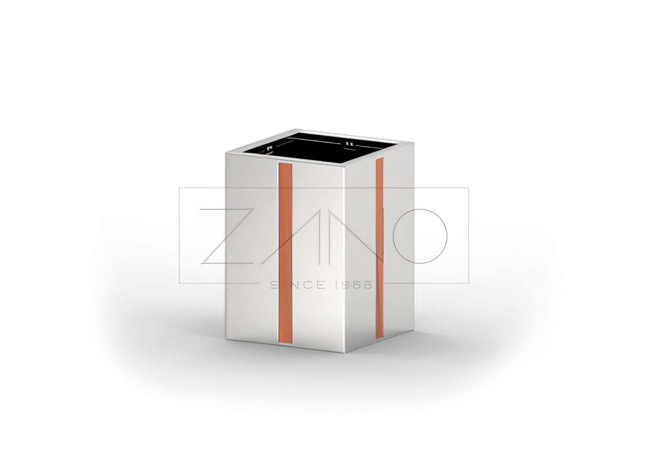 Vaso urbano in acciaio inox con elementi in legno