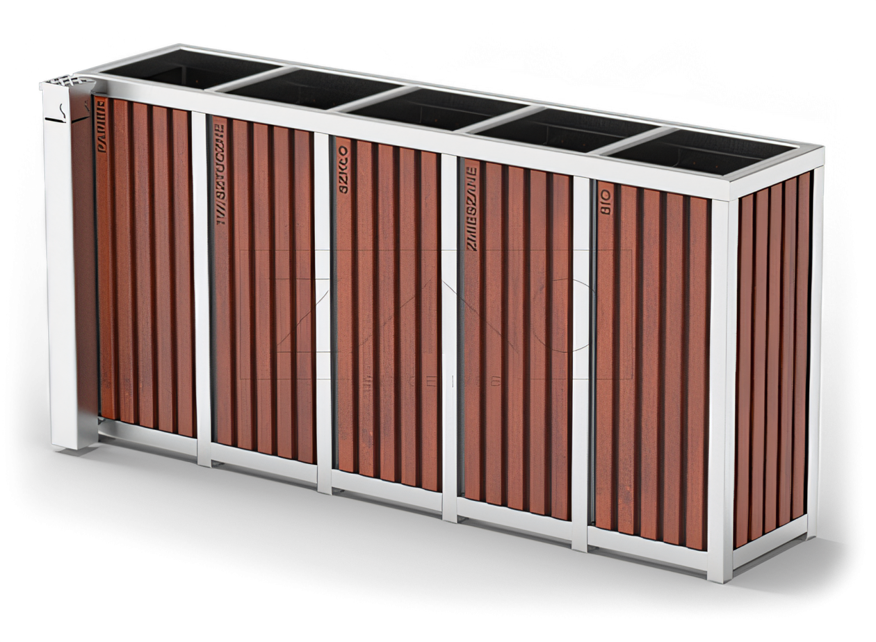 Cestino per la raccolta differenziata in acciaio inox con posacenere