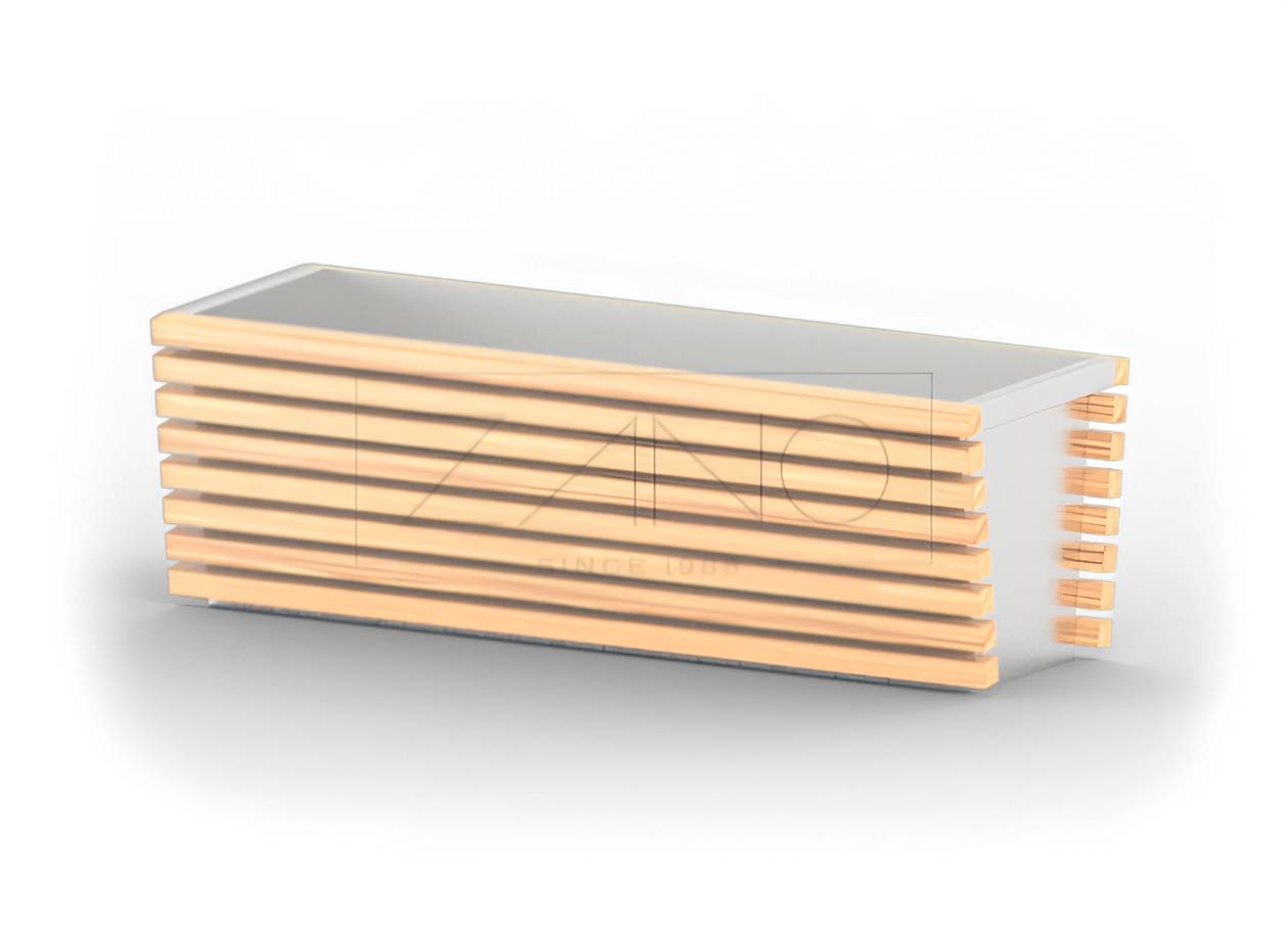 Pentola moderna in acciaio inox e legno Pentola moderna in acciaio inox e legno