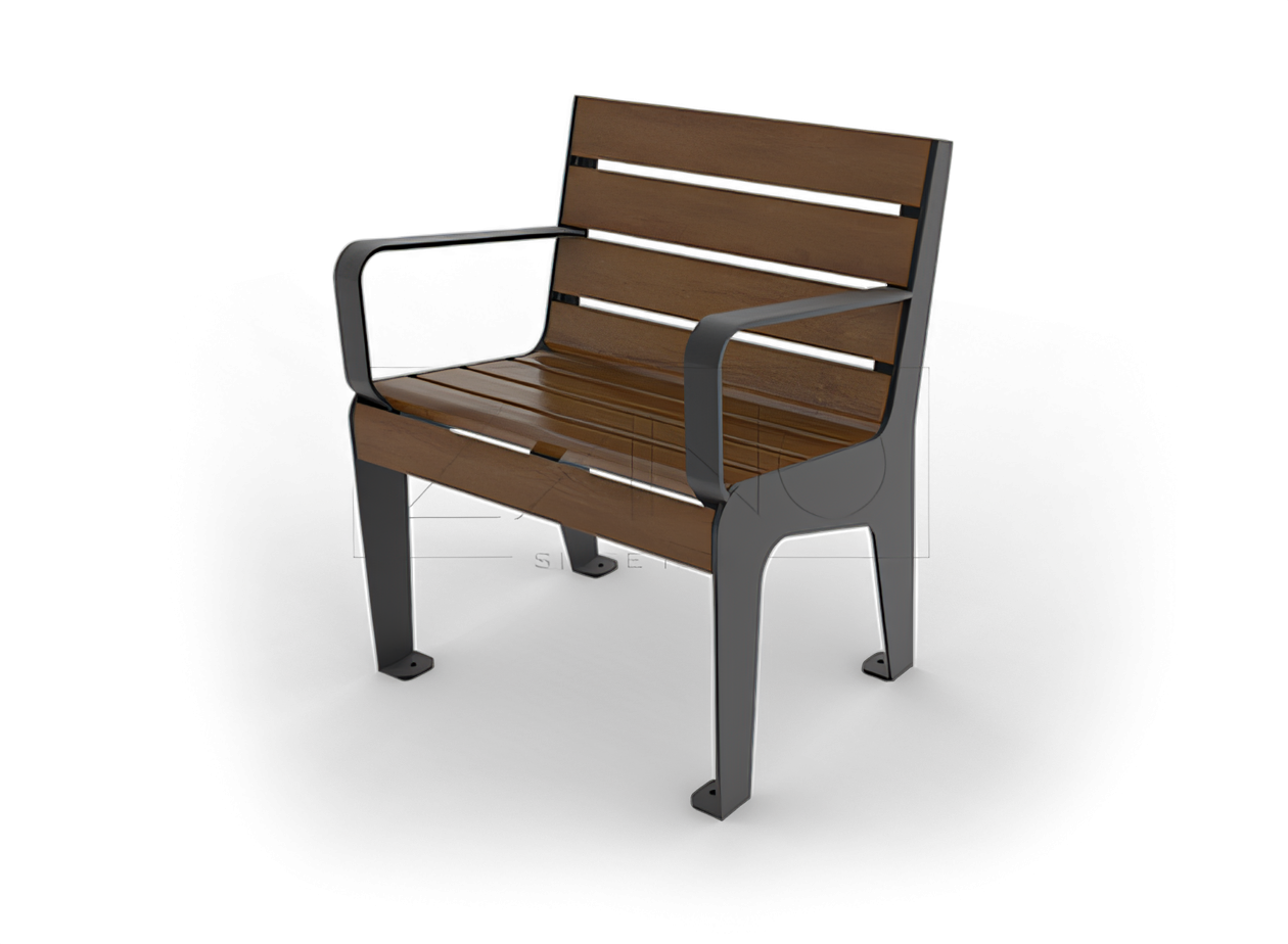 Sedia da parco, acciaio, legno