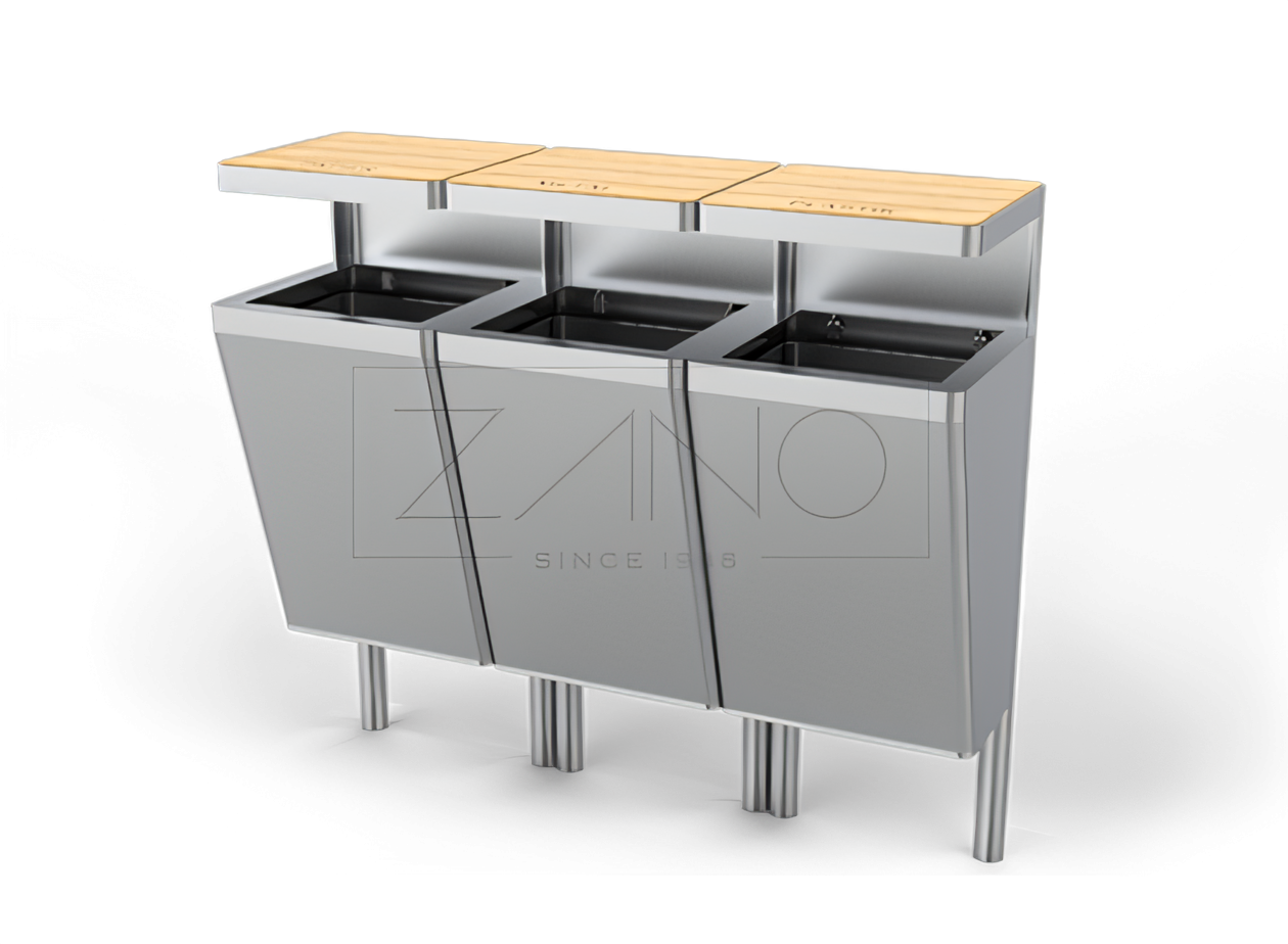 Bidone per la raccolta differenziata Scandik 15.046 in acciaio inox Cestino comunale, da parco, in acciaio inox per rifiuti differenziati