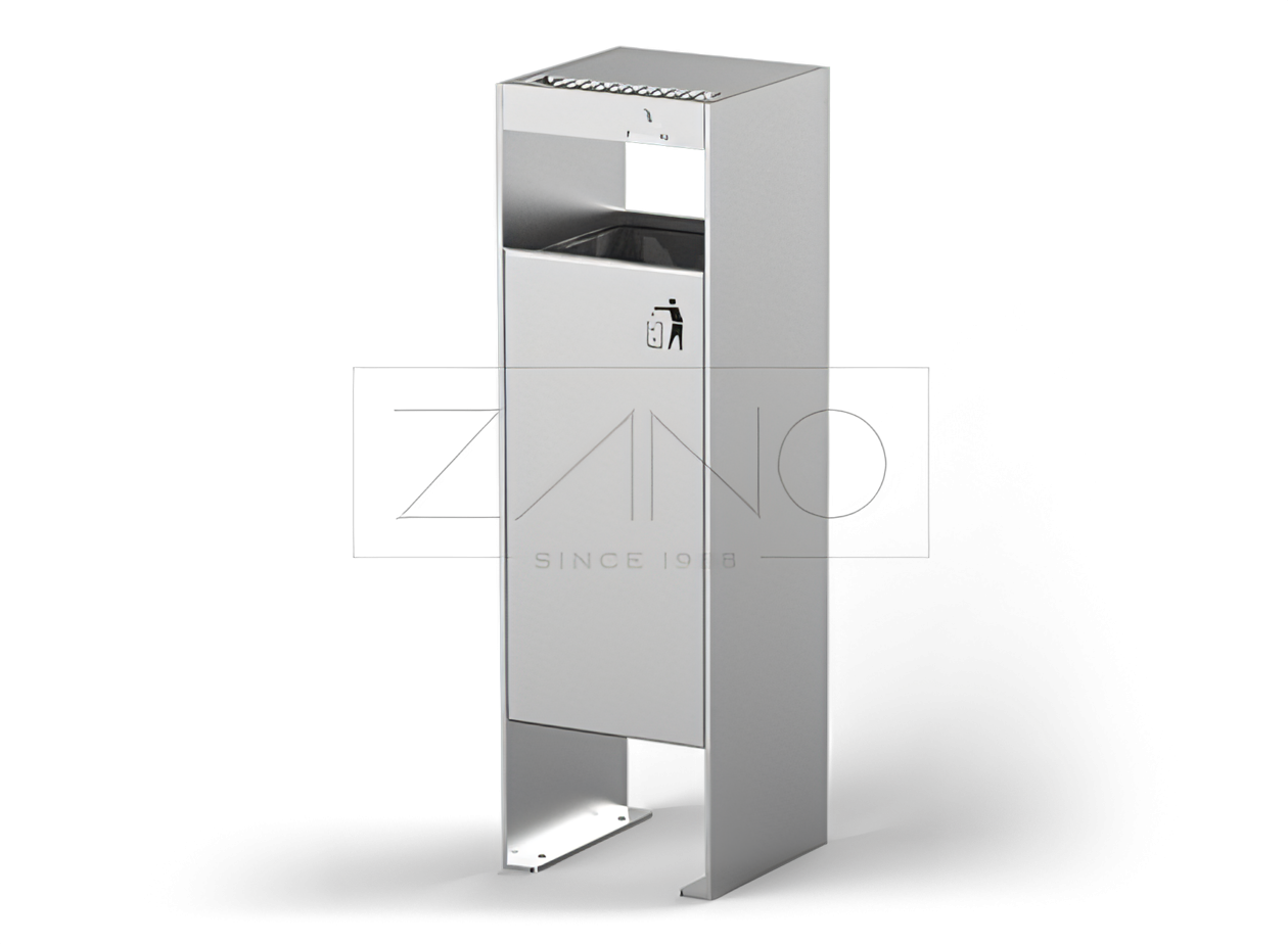 Cestini per rifiuti con posacenere in acciaio inox