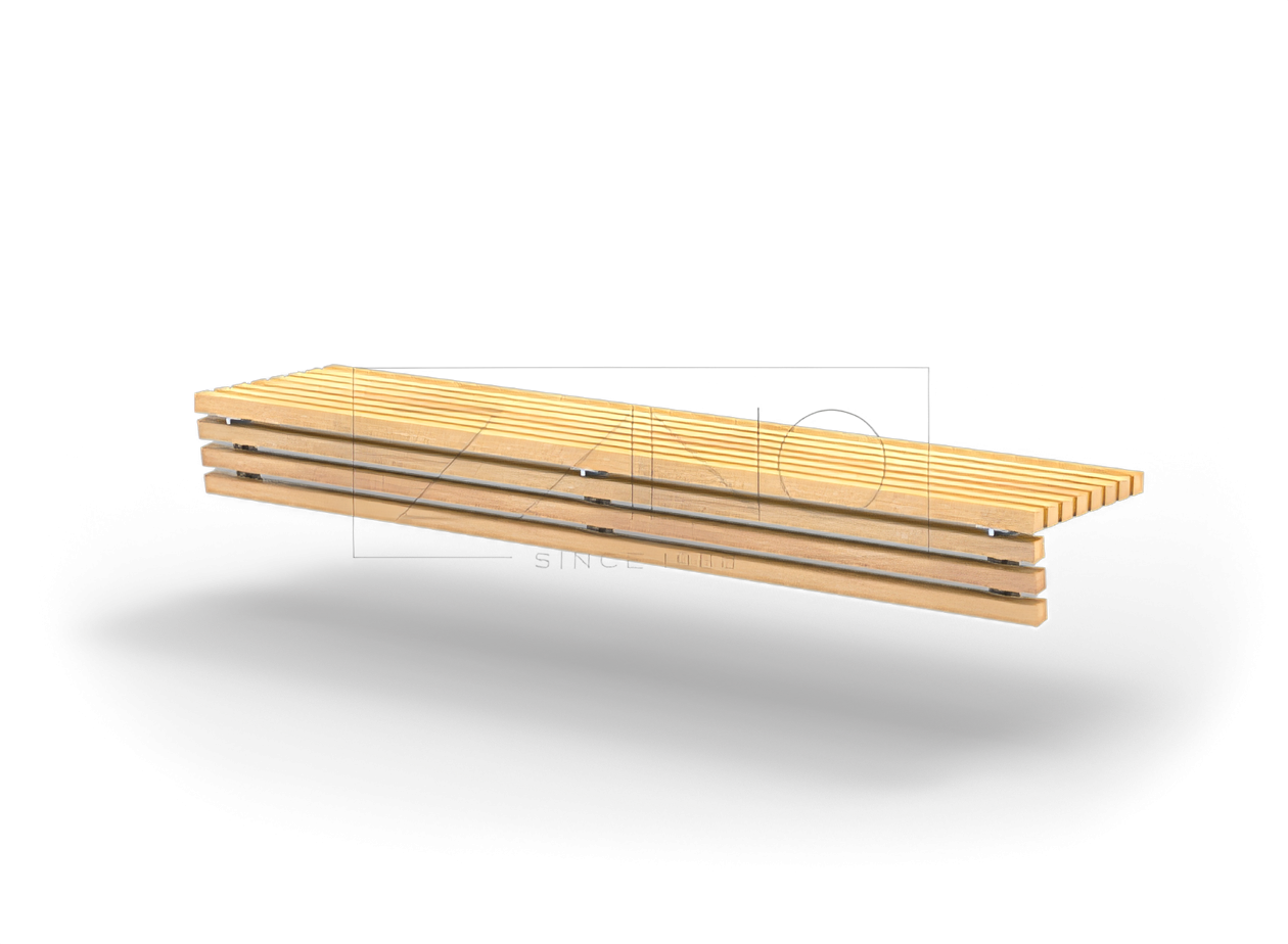 Elegante panchina da città su piedistallo in calcestruzzo Panchina posizionata su un muro di cemento