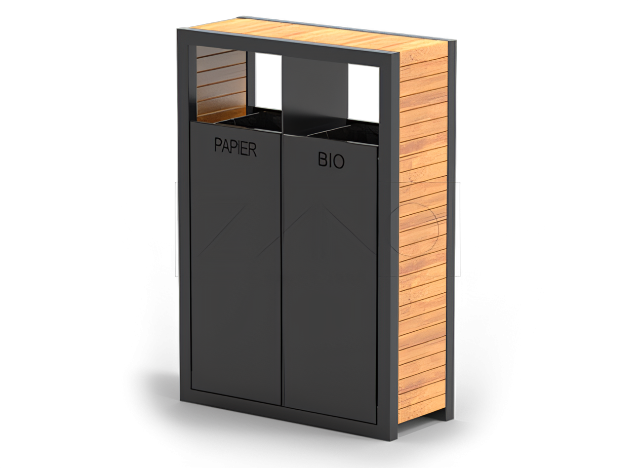 Pavo 15.263 | bidone per la raccolta differenziata, bicamerale Pavo è un contenitore per la raccolta differenziata a due camere in acciaio al carbonio