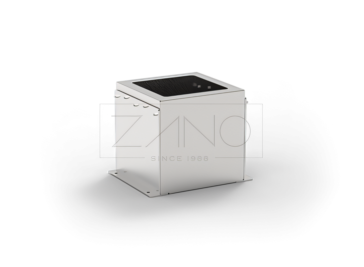 Pentola Domino in acciaio inox Vaso per piante modulare abbinato alle panchine della linea Domino