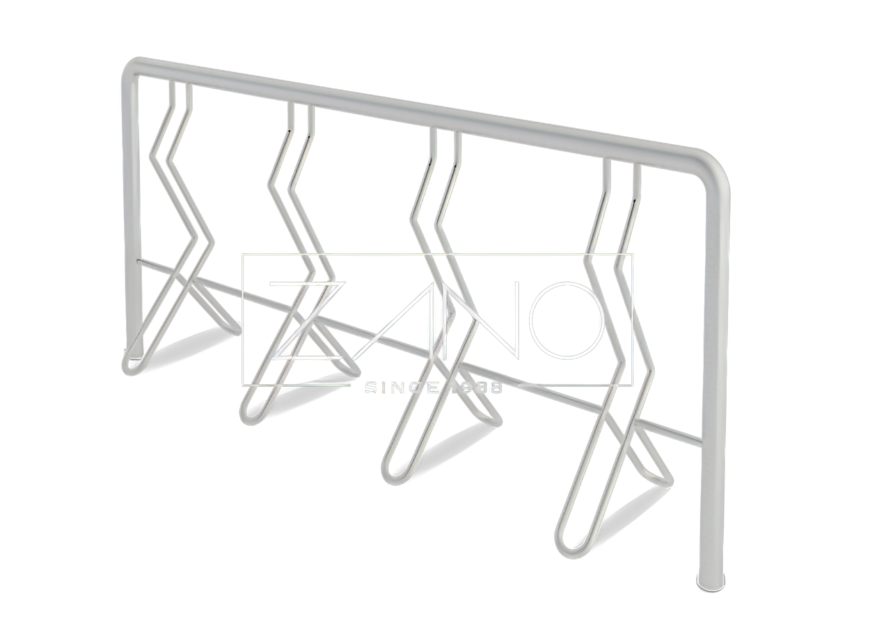 Un moderno parcheggio per biciclette Parcheggio per biciclette in acciaio inox