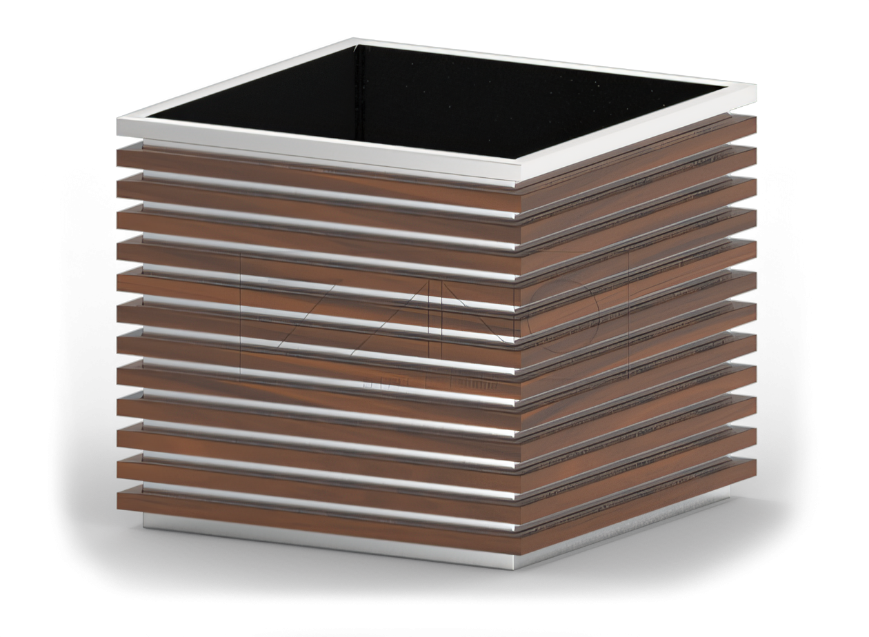 Vaso urbano classico in acciaio inox e legno Pentola di legno in acciaio inox