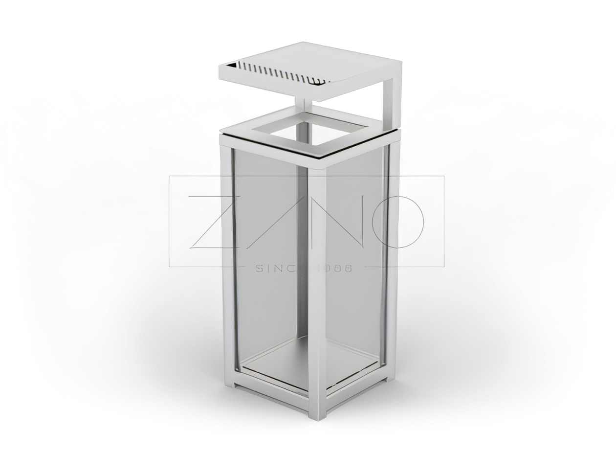 Cestini trasparenti, per esterni, in acciaio, con posacenere