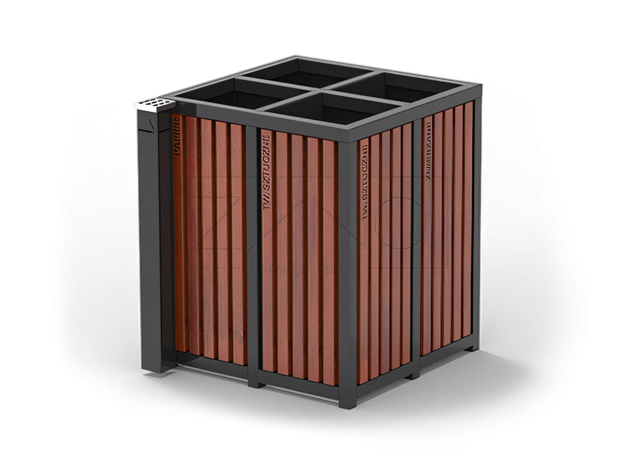 Pattumiera quadrupla Segregazione dei cassonetti per rifiuti di grandi dimensioni