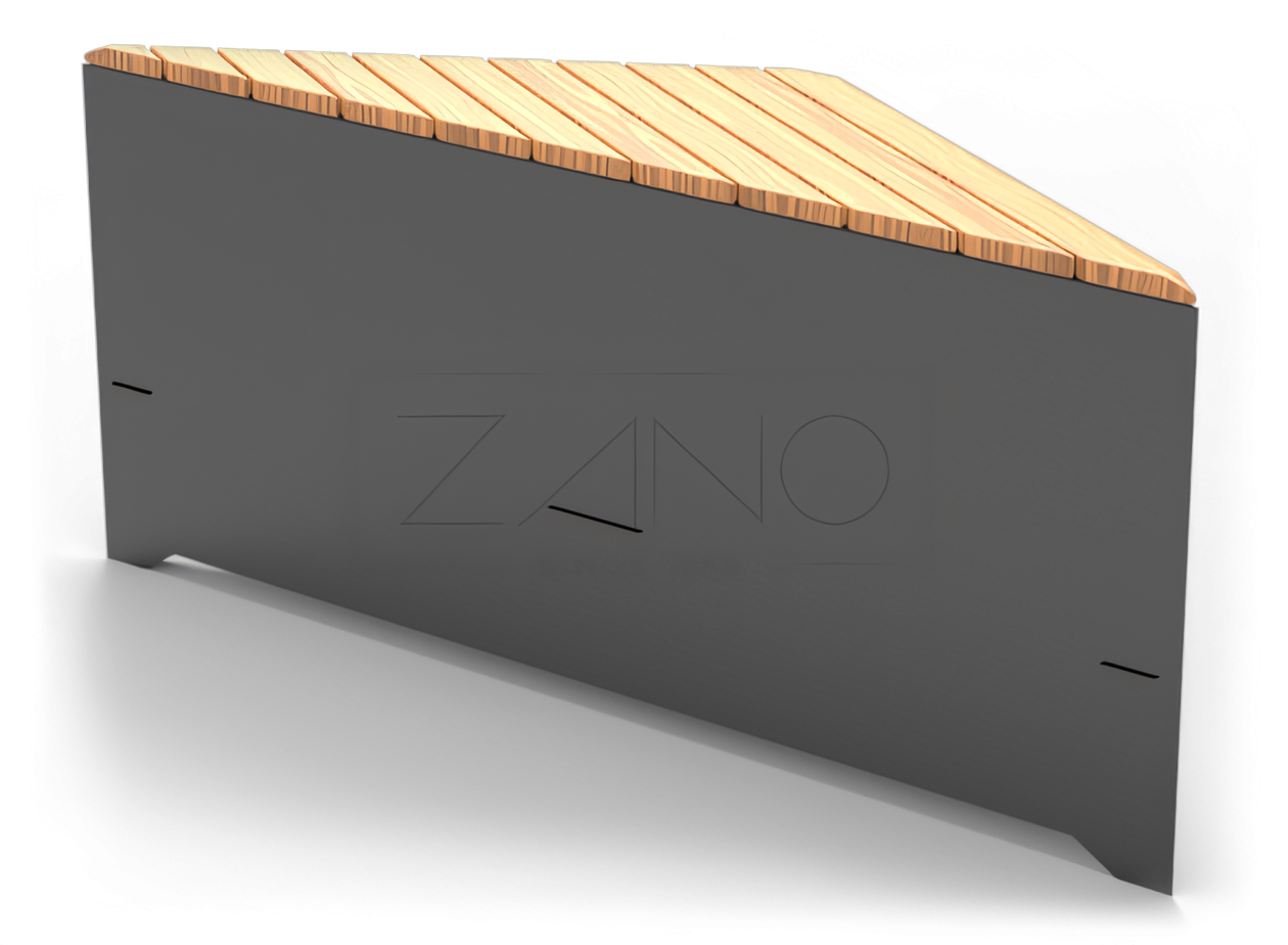 Panchina urbana moderna in acciaio nero e legno Panchina urbana moderna in acciaio nero e legno