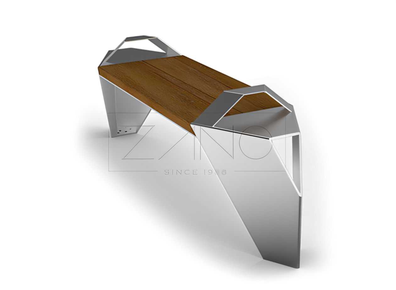 Panchina IVO city con braccioli in acciaio inox e legno Arredo urbano moderno di ZANO arredo urbano