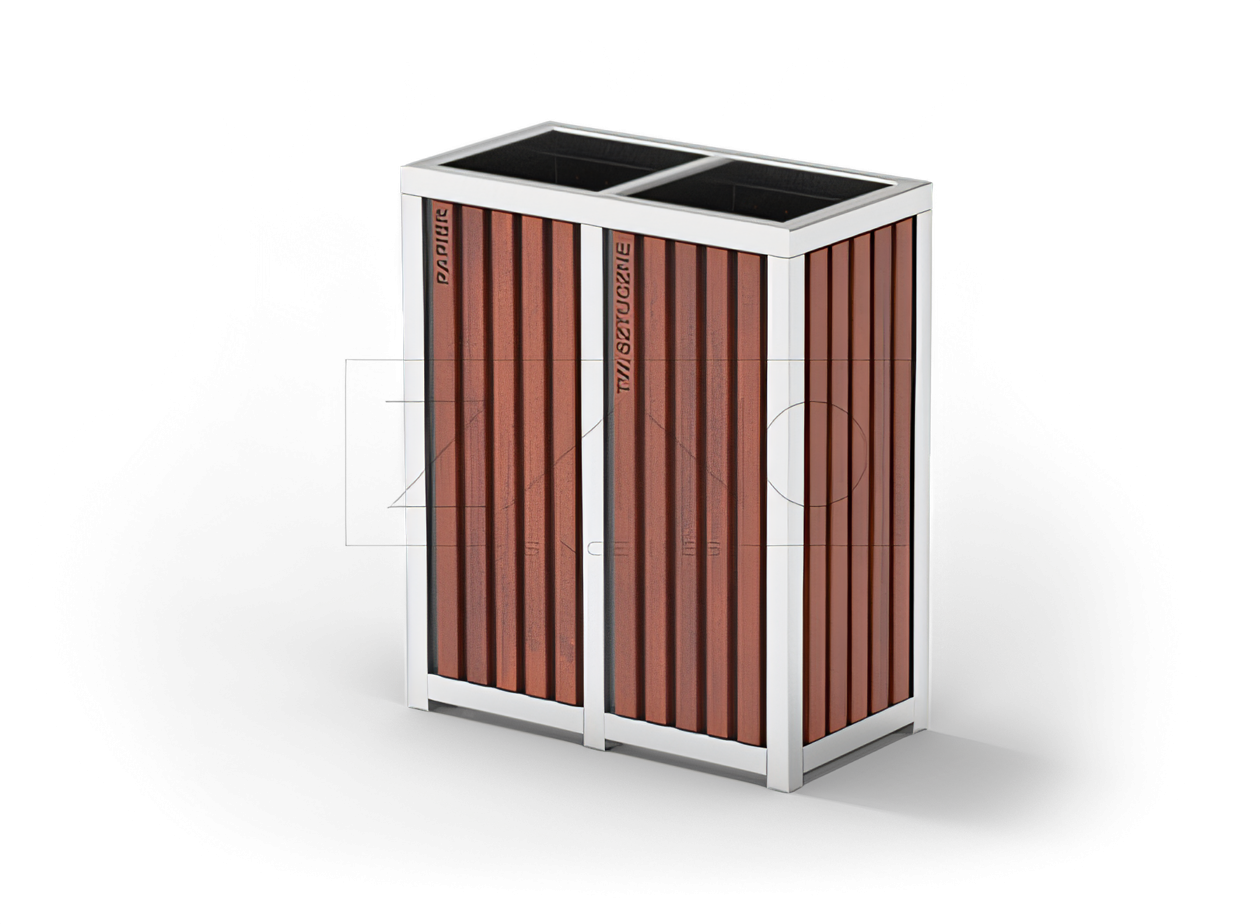 Cestino comunale per la raccolta differenziata a due scomparti