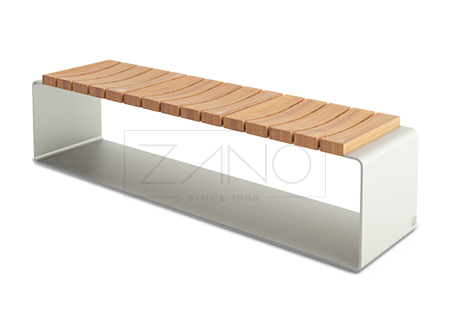Panchina moderna e senza tempo in legno Clipo con struttura in acciaio