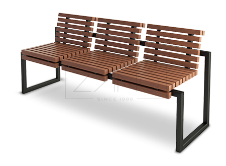 Moderna panca in legno con aree di seduta separate