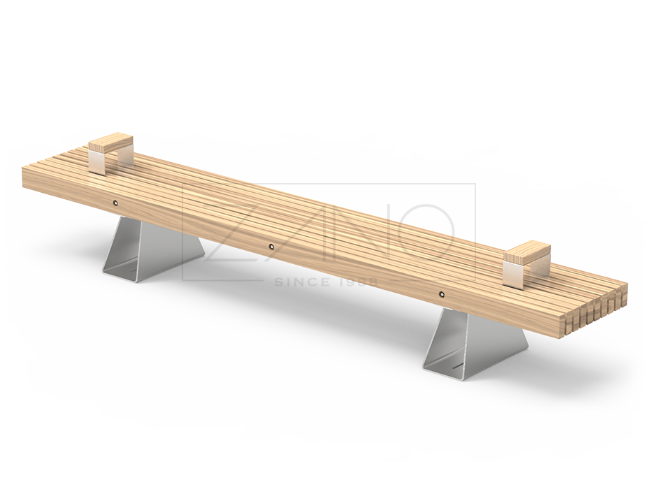 Panchina minimalista in acciaio e legno per spazi urbani moderni