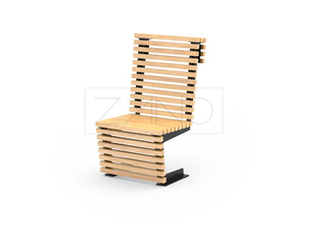 Sedia girevole in metallo con assi di legno