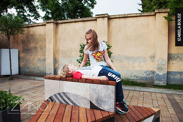 Panchine urbane in legno esotico Iroko