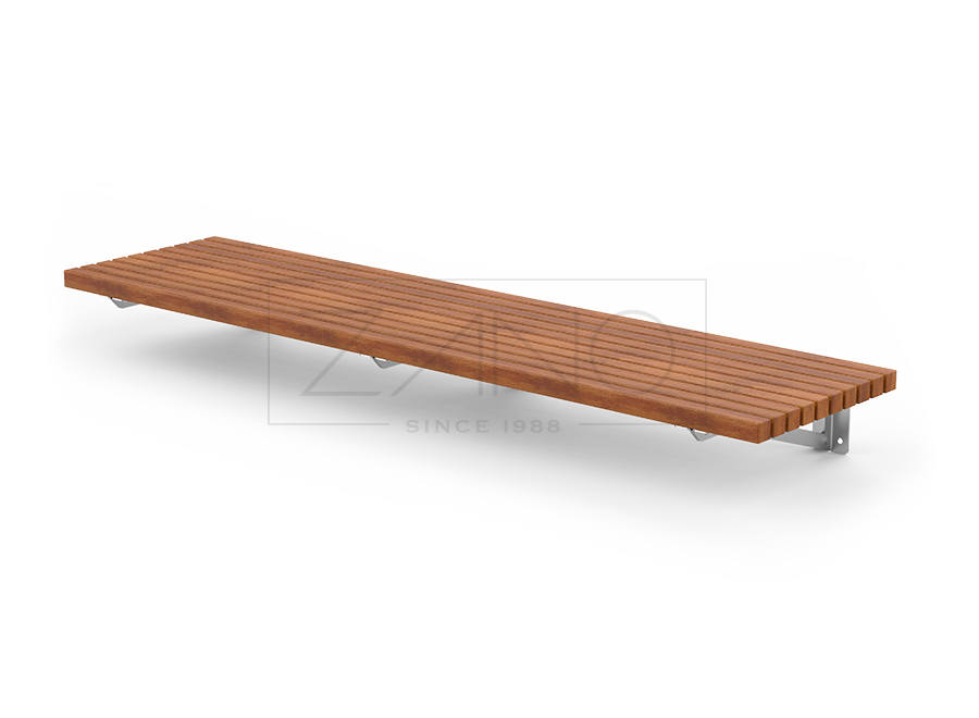 Panchina da città in legno montata a muro