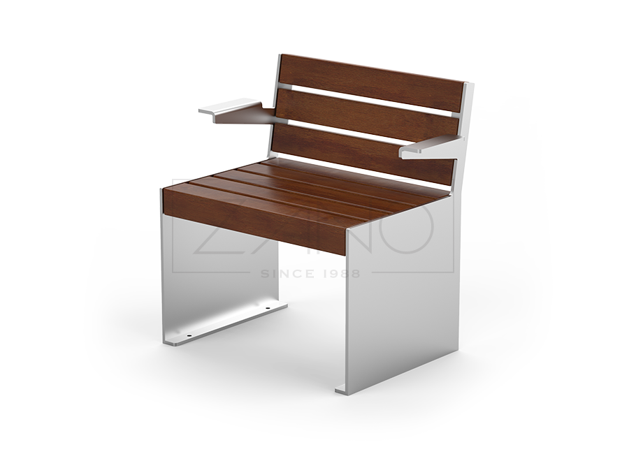 Poltrona da esterno in acciaio inox e legno di abete rosso