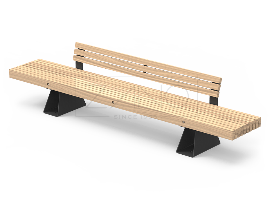 Panchina urbana in acciaio al carbonio con legno esotico